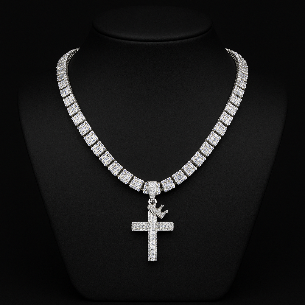 Cadena y Pulsera Brillante de Plata Italiana